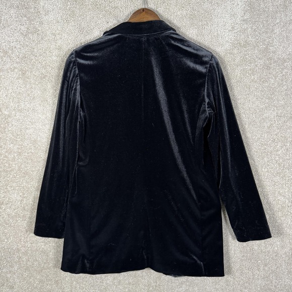 Express Blazer Jacket Womens Small Black Velvet Longline Open Front Party Formal - Picture 9 of 10
